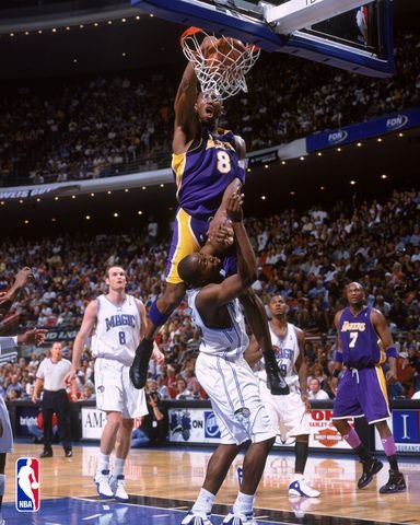 Ballislife's tweet photo. 16 years ago today, Kobe Bryant baptized Dwight Howard! 

One of the greatest posters ever. https://t.co/Dze8Kx0o0O