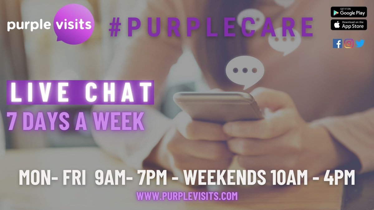 We are here to help you! Our #purplcareteam can be found in the #livesupport section of your #purplevisits app, and can answer your questions 7 days a week!

Now THAT is #purplecare 💜