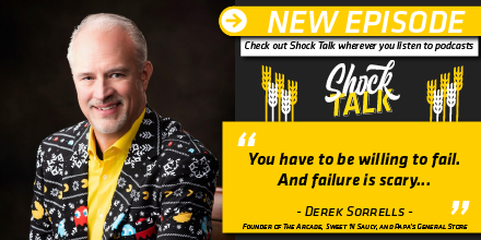 WichitaState_T2's tweet photo. Hot Sauce...Candy...Arcade Games...Milkshakes. @WichitaState's Shock Talk pod has something for everyone. We sat down with @dereksorrells - founder of @ArcadeWichita, @SweetNSaucyICT, and @papaswichita! 

🎧https://t.co/XZxKqeB06F🎧
@CityofWichita @Greater_Wichita @wichitalifeict https://t.co/hDT6mQwFeh
