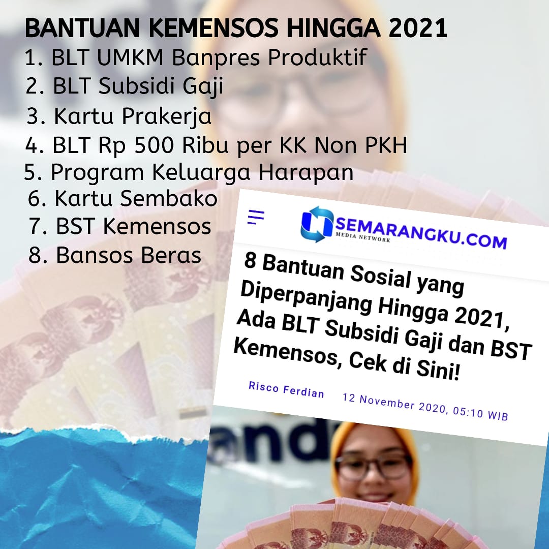 win_ardie's tweet photo. Bantuan sosial yg di perpanjang @KemensosRI adalah :
1.BLT UMKM Banpres produktif
2.BLT Subsidi gaji
3.Kartu Prakarya
4.BLT Rp. 500 ribu per kk non PKH
5.PKH
6.Kartu Sembako
7.BST kemensos
8.Bansos Beras 
Hal ini dinilai masih layak di perpanjang
@juliaribatubara https://t.co/6yuju9R03A