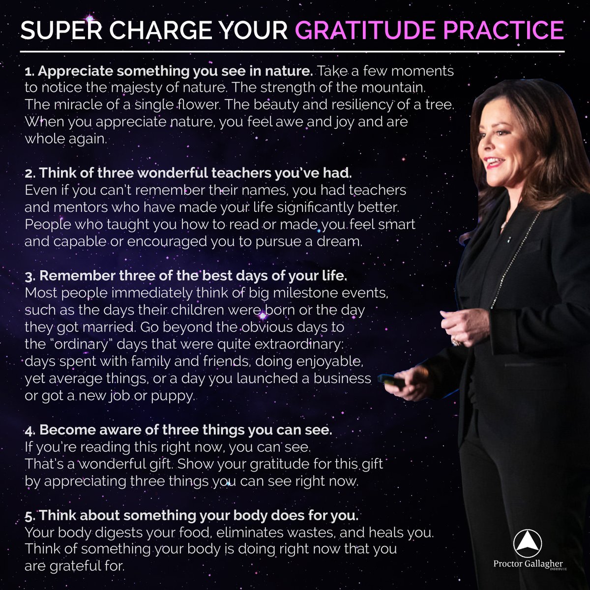 SandyLGallagher's tweet photo. Expressing #gratitude shifts your energy instantly. It puts you in harmony with your source of supply so that the good in everything moves toward you. 

 #BobProctor #ProctorGallagherInstitute https://t.co/DFVDzoGwzO