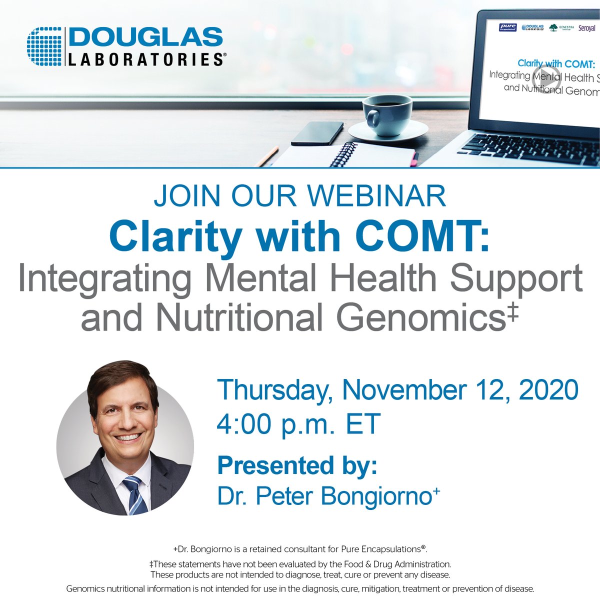 Join our free webinar where Dr. Bongiorno+ will guide you through his functional approach to using nutritional genomics in practice by diving deeper into one of the genes most involved in mental health, Catechol-O-methyltransferase (COMT).
Register now: register.gotowebinar.com/register/31572…