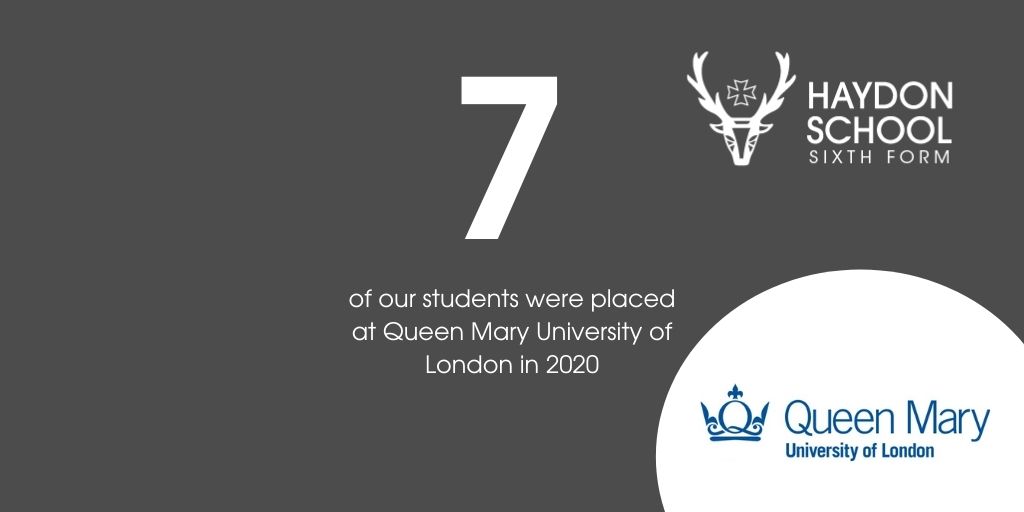 HaydonSixthForm's tweet photo. We want to share some of our 2020 figures with you... 

'7 of our students were placed at @QMUL this year' #QueenMarys #QMUL #UniversityPlacement #ALevel2020 #Alevelresults #WeAreHaydon https://t.co/aUmvZihfHI