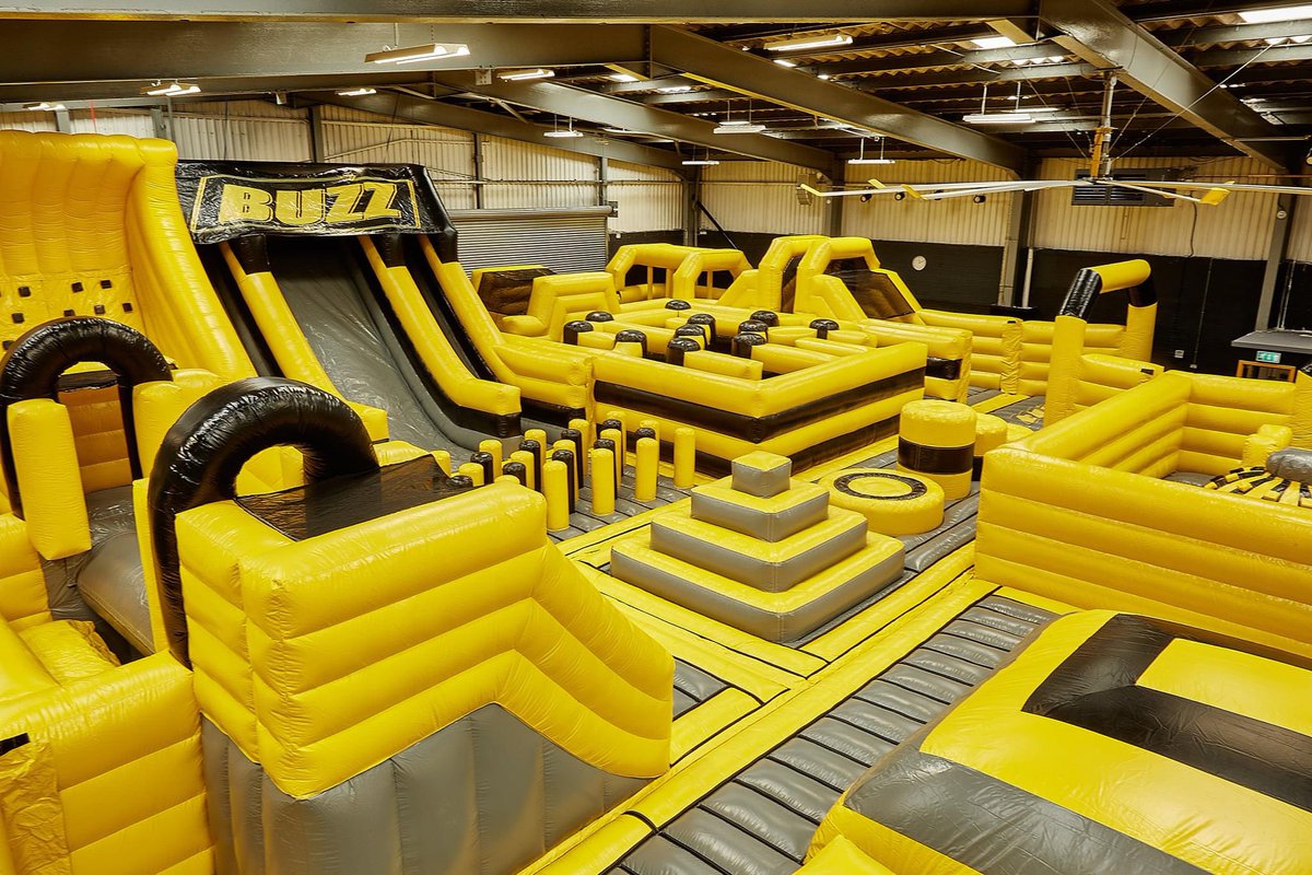 BuzzCardiff's tweet photo. We can’t wait to open our doors for the first time since March. Open tomorrow from 10am! #Cardiff #Wales #TrampolinePark https://t.co/ZlJa1ud090
