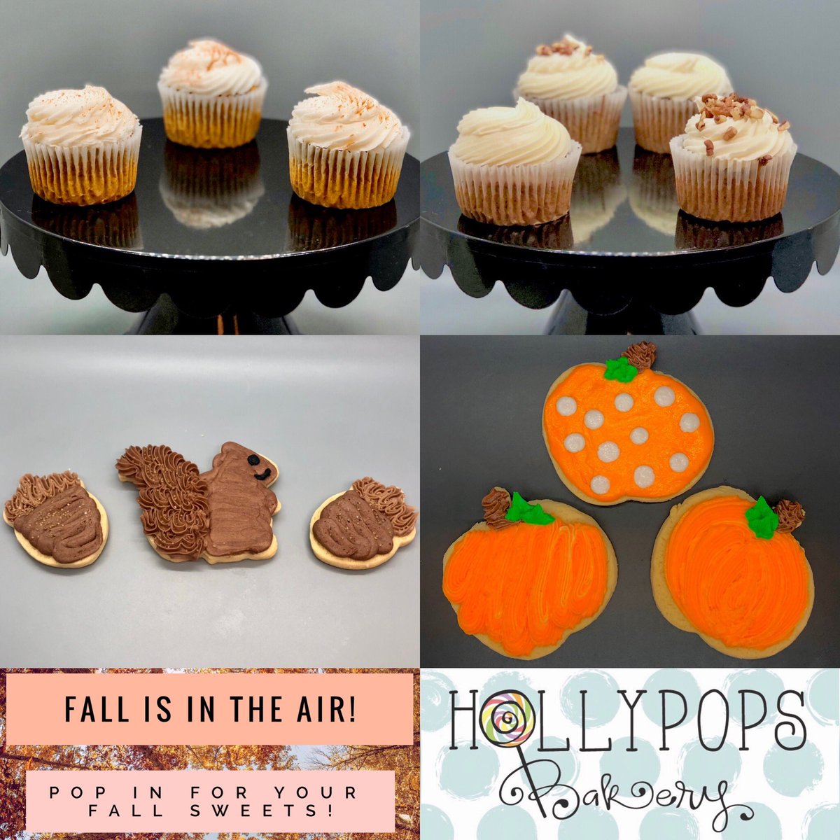 HollypopsBakery's tweet photo. 🍂🍁 FALL is in the AIR 🍁🍂 
Pop in H🍭LLYPOPS today between 10-5 and get some of your FALL favorite treats!! #hollypopsbakery #mytupelo #downtowntupelo #tupelospirit #cupcakescookiesandmore #FALLDays https://t.co/1FkuhSr7NB