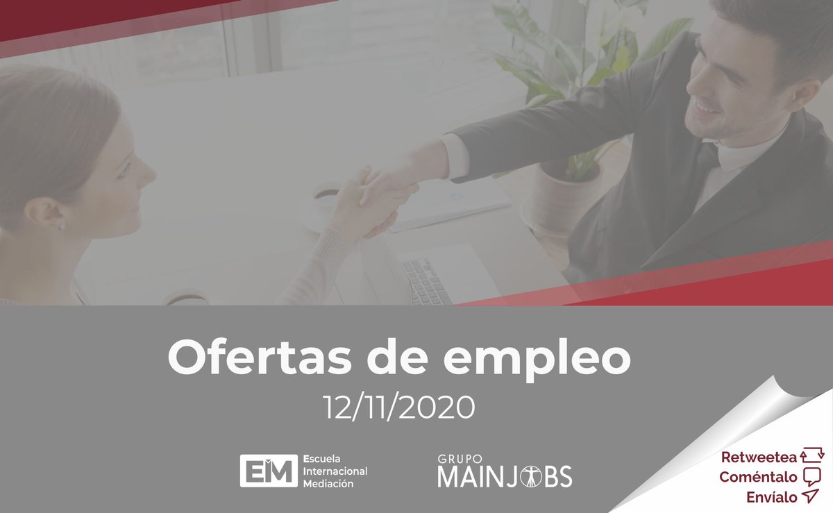 eimediacion's tweet photo. 📰Llegan las Ofertas Laborales de EIM - Escuela Internacional de Mediación para trabajar como mediador/a. 
💼 https://t.co/cjd06G2ih2
📱💻Suscríbete a nuestro blog y no te pierdas nada.
#mediación #trabaja #trabajaenmediacion #ofertaslaborales #empleo https://t.co/1ufSFGplXG