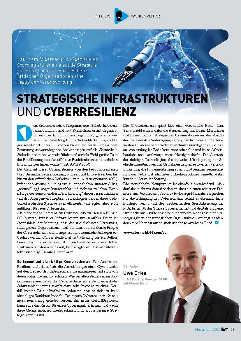 In unserem Gastbeitrag auf IoT4 Industry &amp; Business geht es um die #Cyberresilienz strategischer #Infrastrukturen, u.E. eine Frage der #Verantwortung.