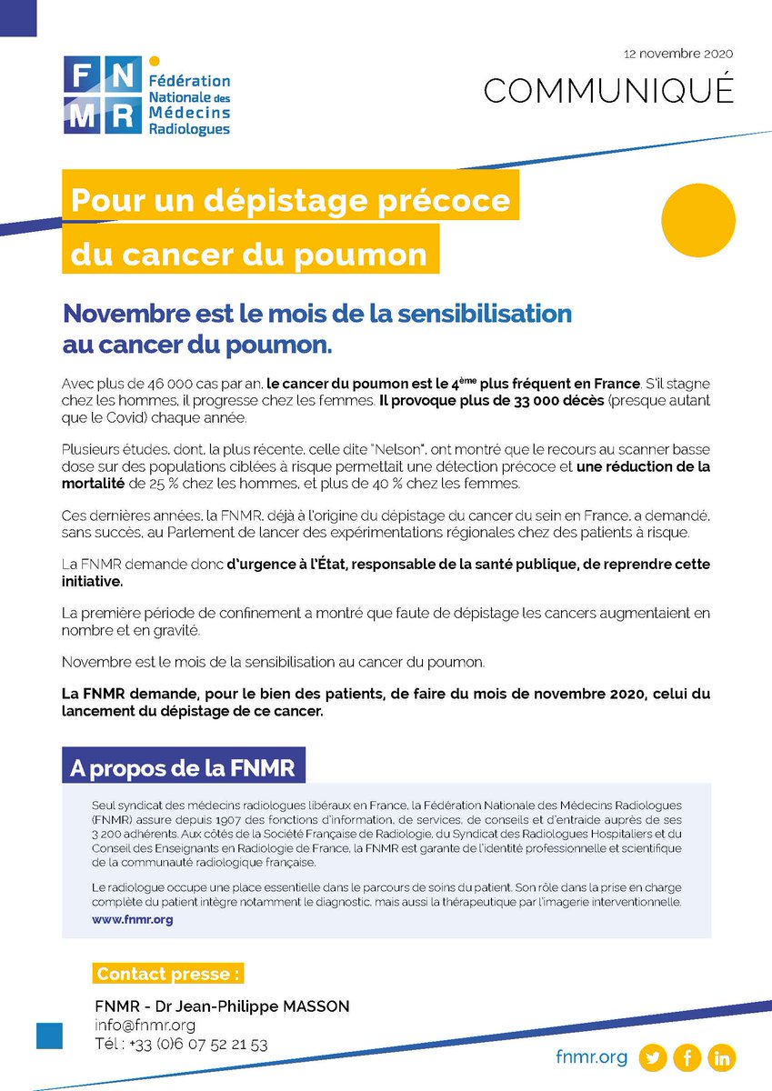 jphmas's tweet photo. La @Fnmr_radiologue et le @SyndicatSnarf  demandent au gouvernement depuis 5 ans de lancer le dépistage du cancer du poumon en France... sans résultat car trop cher ! Cancer du poumon : 33000 morts CHAQUE année Covid : 40000 morts mais juste une année! #Sante @Fr_Assos_Sante https://t.co/AUZNO0z6p6
