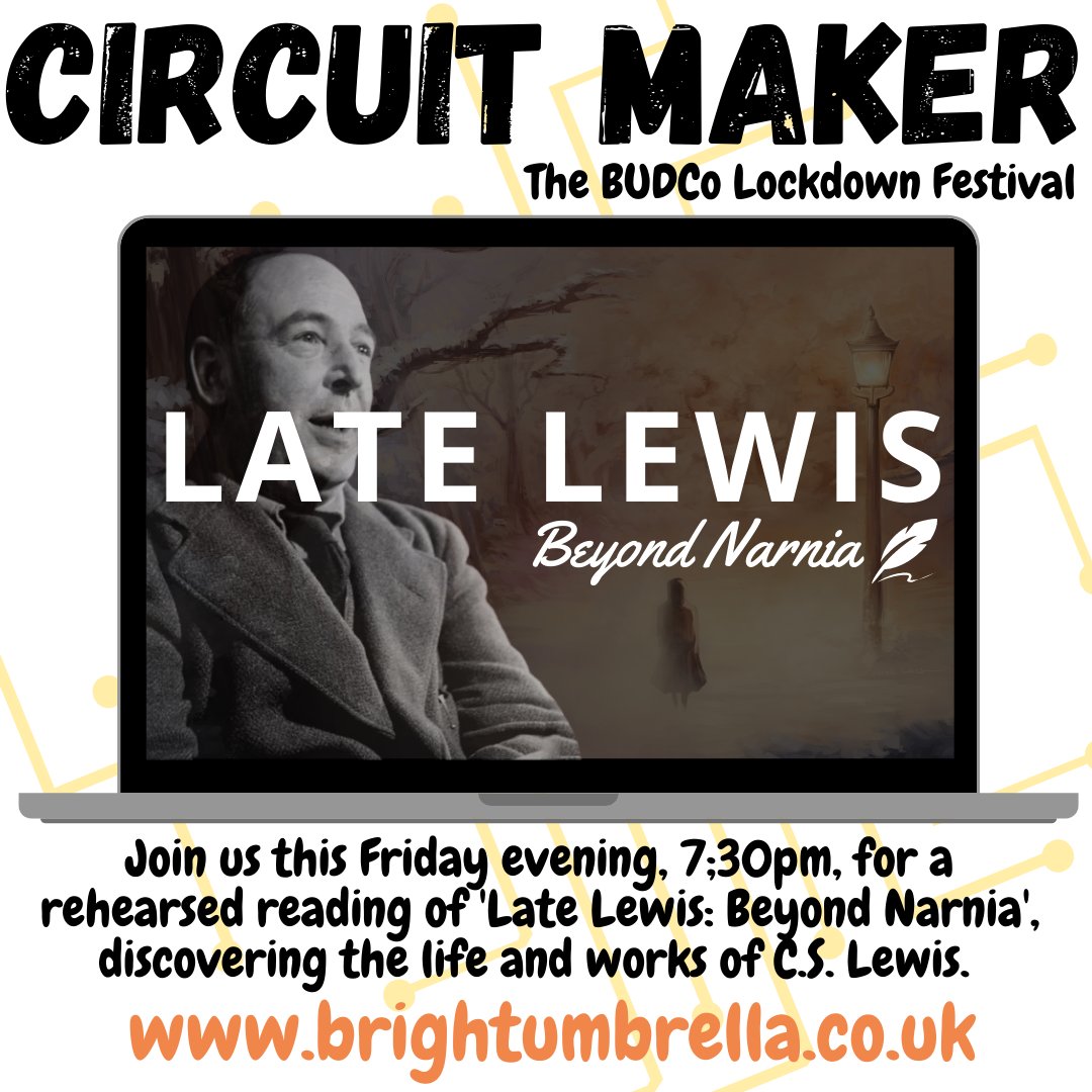 UmbrellaDrama's tweet photo. Late Lewis: Beyond Narnia this Friday in our #circuitmaker festival! Discover the life and works of #CSLewis at this online rehearsed reading. Tickets- https://t.co/JHlv5q1MqA #eastbelfast #artscouncilni #belfasthistory #theatreonline #northernireland #artsni #theatreni #narnia https://t.co/QyqAo5m2gM