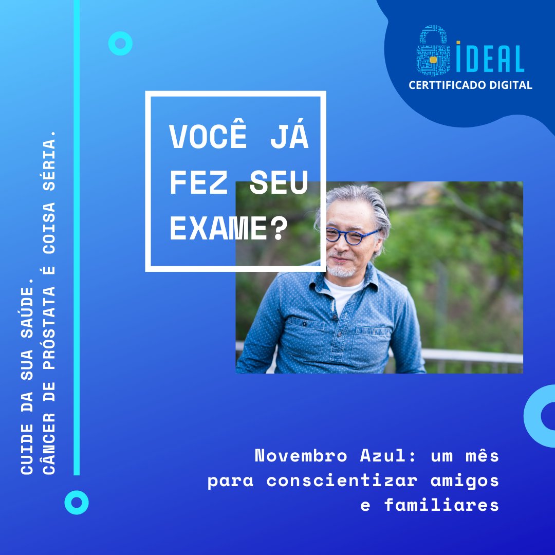 certificaideal's tweet photo. O Novembro Azul é uma campanha de conscientização realizada por diversas entidades no mês de novembro dirigida à sociedade e, em especial, aos homens, para conscientização a respeito de doenças masculinas, com ênfase na prevenção e no diagnóstico precoce do cancro de próstata https://t.co/7kyi7JMbCe