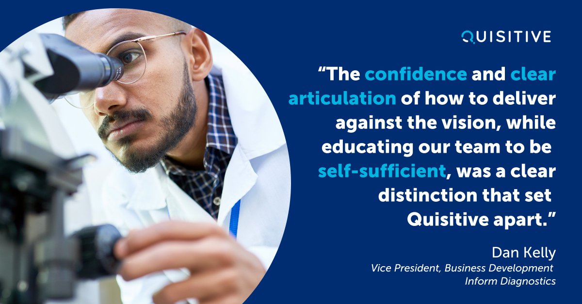 BeQuisitive's tweet photo. “The confidence and clear articulation of how to deliver against the vision, while educating our team to be self-sufficient, was a clear distinction that set Quisitive apart.” - Dan Kelly, Vice President, Business Development, @Inform_Dx

Read more: https://t.co/fvN1vgsSx5 https://t.co/MQPylb9NnD