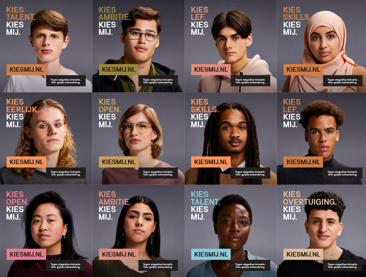 VNONCW's tweet photo. Vandaag is de Campagne #KIESMIJ van start gegaan met als doel stagediscriminatie bespreekbaar te maken én te voorkomen. https://t.co/cX8PLhFPez https://t.co/X6z4OIYliF