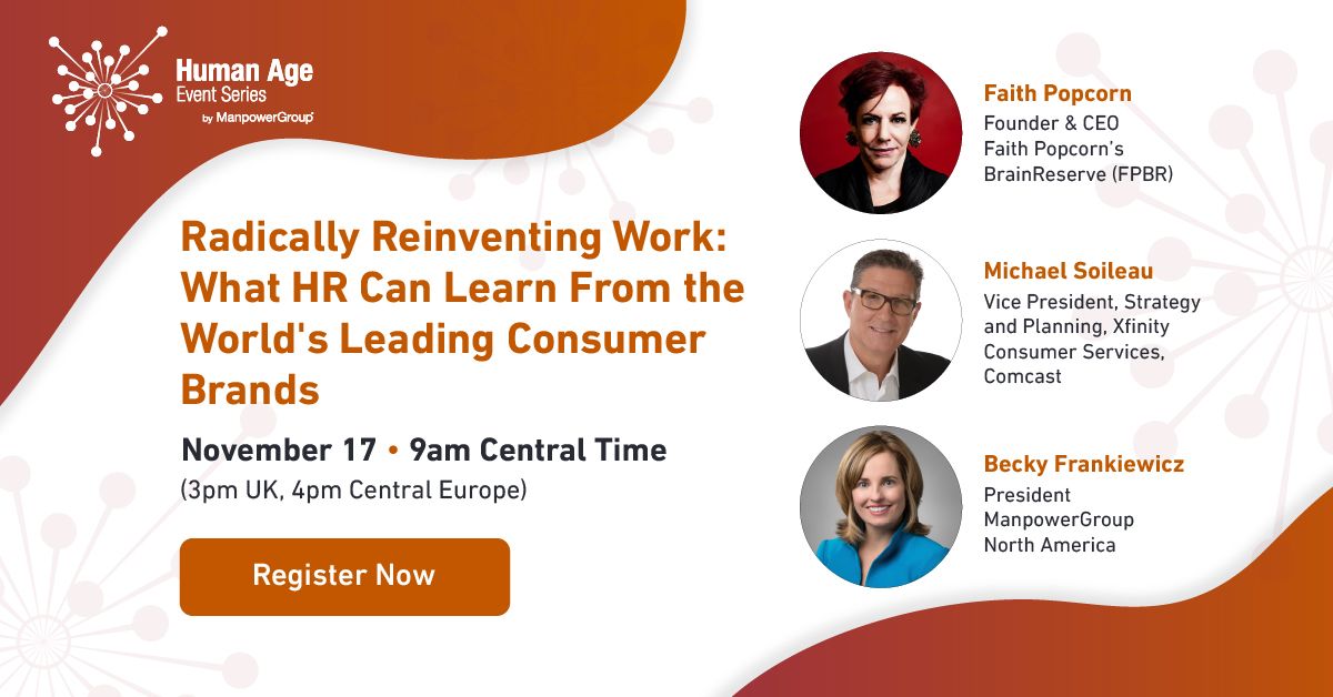 ExperisCanada's tweet photo. Register now for our next #HumanAgeEvent featuring Michael Soileau from Comcast, Becky Frankiewicz from ManpowerGroup, and Faith Popcorn from BrainReserve: https://t.co/hq4i4JwhjJ https://t.co/vHw9OgWwWB