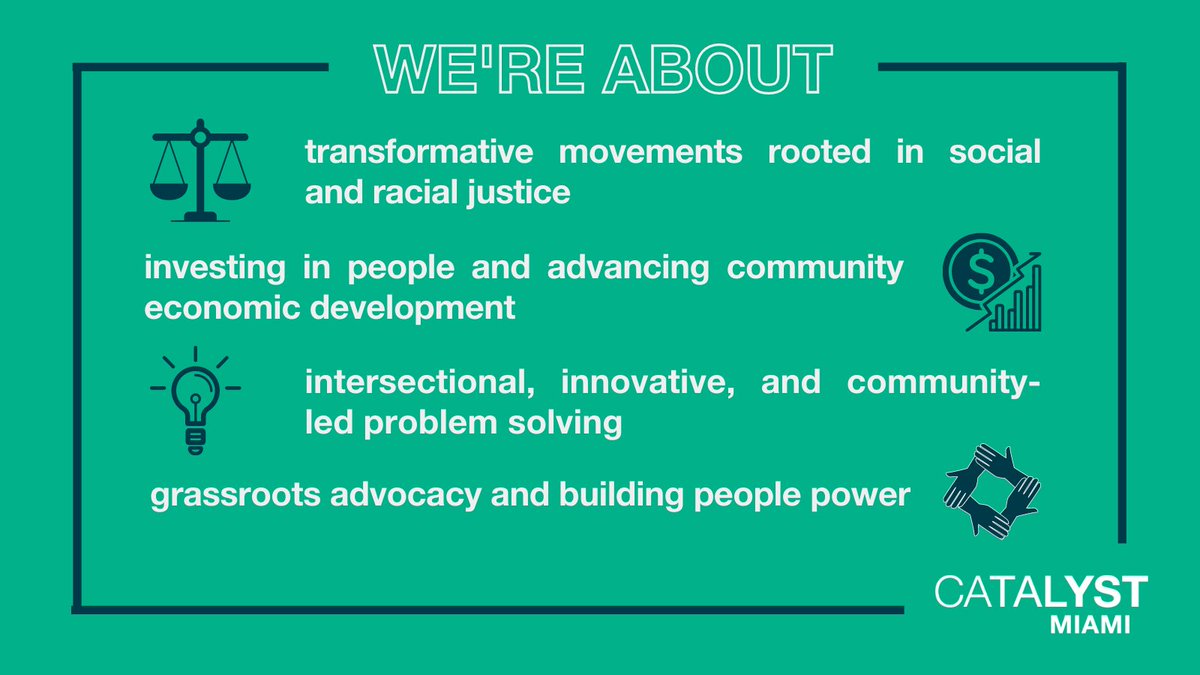 CatalystMiami's tweet photo. A brief reintroduction (& welcome! 👋) for anyone who recently joined the #CatalystMiami fam. We believe in amplifying the voices of our #Miami communities, investing in people, and helping folks discover and exercise the power they already have. https://t.co/PGRlSKWZBv