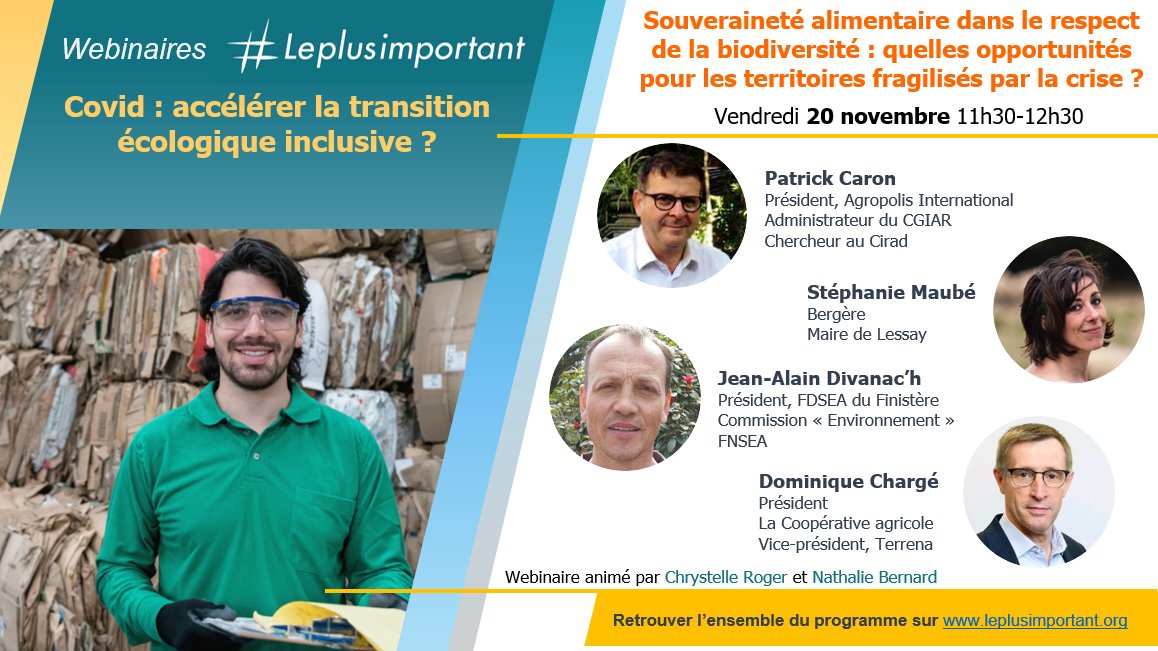 Leplusimp's tweet photo. Fiers d'annoncer notre webinaire public "#Souveraineté #alimentaire dans le respect de la #biodiversité : quelles #opportunités pr les #territoires fragilisés par la crise ?"
Vendredi 20 novembre 11h30
Inscriptions👉https://t.co/PNTfibJYKa
Avec un panel exceptionnel !!
#inclusion https://t.co/6Mpn07jCQU