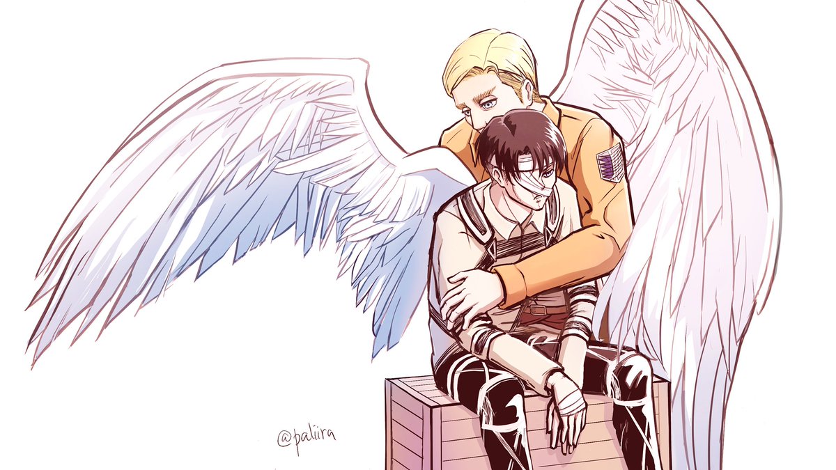 paliira's tweet photo. Two wings 😇💙
Eruri sharing a pair of wings is pretty much the way I see them in the story ^^
#eruri #erurifanart #leviackerman #erwinsmith #snkfanart #aotfanart #shingekinokyojin #attackontitan #snk133 #エルリ https://t.co/R0HbHA4G0s