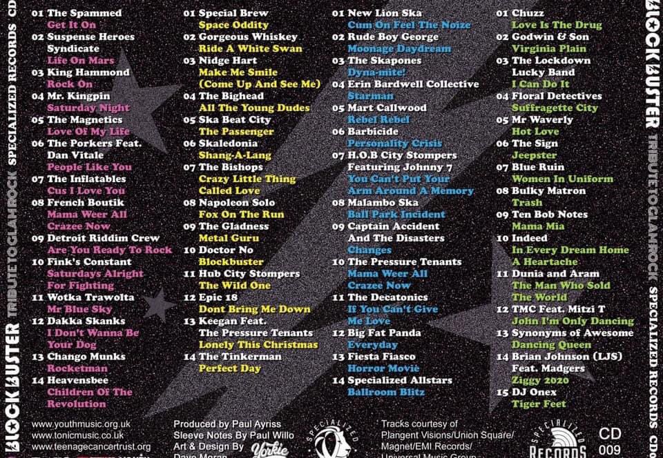 Track listing for this year’s Specialized album. All Glam Rock classics done in a ska stylee 🖤🤍🐼