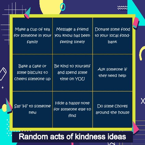 SBYVoice's tweet photo. What kind act will you do today for World Kindness Day? Submit your Random Act of Kindness and earn yourself 150 Young Scot Rewards points https://t.co/r9miQdmpsI
Click on our image below for some ideas. How many of them can you achieve this week? https://t.co/CpxMTfiYi0