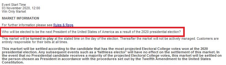 3/3 This is what the terms of the market says: "Who will be elected to be the president". Not "who will be inaugurated". The election was 9 days ago. If you think the results are unclear, cool, we can wait. But you need to freeze the market and not let people bet on past events.