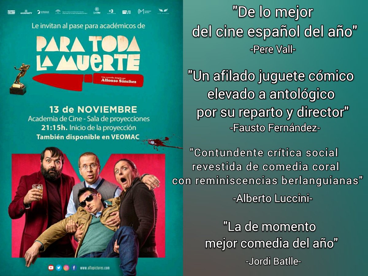 mundoficcion's tweet photo. Mañana viernes hacemos un pase en la @Academiadecine para que l@s academic@s que aun no hayan visto #paratodalamuerte la vean y si lo consideran oportuno nos den su voto en alguna categoría de los @PremiosGoya ¿Nos hacéis un RT para que se enteren tod@s? ¡GRACIAS! https://t.co/FulPWCMSS3