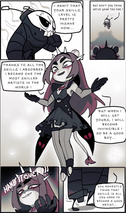 The final battle is here

DeadSlug vs The dark queen of skillz (suizilla ultimate form)
Will he be able to bring back his friend to reason ? 

The answer in this chapter ‼️ 