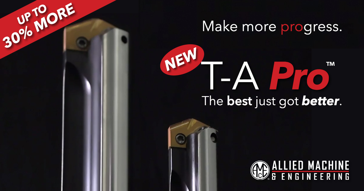 alliedmachine's tweet photo. https://t.co/s5n1V42QVj
Get up to 30% faster penetration rates with our NEW T-A Pro replaceable tip drilling system. Click the link above to learn more & ask your Allied tooling supplier for all the details.
#alliedmachine #tapro #machining #cnc https://t.co/0tBvwfTZZf