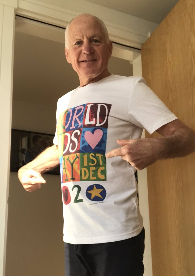 PierrotPrintDes's tweet photo. Michael Cashman looking good in of the Positive East print on demand t-shirts. https://t.co/q2PWaibWIe