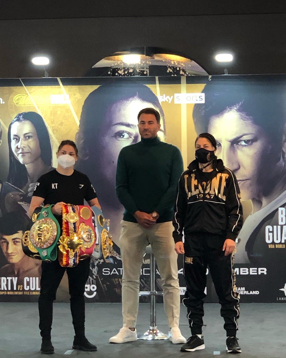 Rayitosanchez's tweet photo. Primer cara a cara (face to face)
@miriamlareina83 vs @KatieTaylor
Conferencia de prensa!
#taylorgutierrez #miriamgutierrez #matchroomboxing #dazn #boxeo #boxing #rayevents #leone #leoneboxing #rayeventspromotions @skysports @skysportsboxing @daznboxing @dazngroup https://t.co/IusEpE1VN1