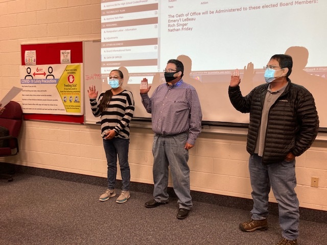 WyoIndianSchool's tweet photo. FCSD #14 Congratulated returning Board Members Emery’l LeBeau and Rich Singer and Welcomed new member Nathan Friday at the November 11, 2020 board meeting. https://t.co/JEqljTs4jU