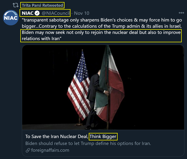 THREAD1) #Iran apologist/lobbyist  @tparsi—founder of Iran lobby group  @NIACouncil—is pushing the talking point of U.S. elections being over & seeking a full-throttle appeasement of the genocidal regime in Tehran far beyond the Obama 2015 nuclear deal.