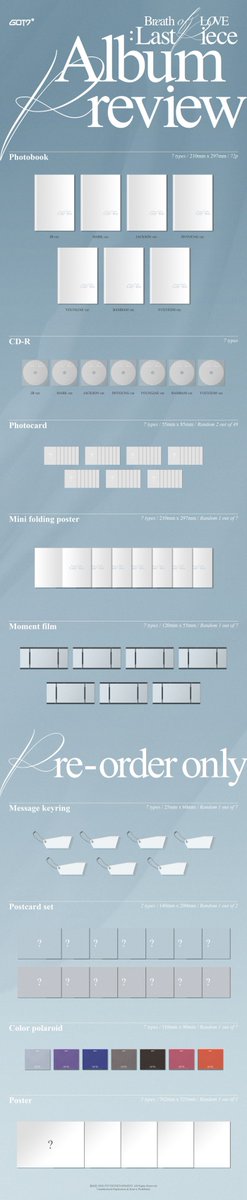 beepskpop's tweet photo. [OPEN PO] GOT7 4th Album - Breath of Love : Last Piece
Rp 315.000

Release: 1 Dec 2020
1st PO Close: 15 Nov 2020

Content:
- CD
- 72 Pages Photobook
- 2 Photocards
- Mini Folding Poster
- Moment Film

Pre Release Only:
- Message Key Ring
- Postcard Set
- Color Polaroid
- POSTER https://t.co/d7N7sRvJF6