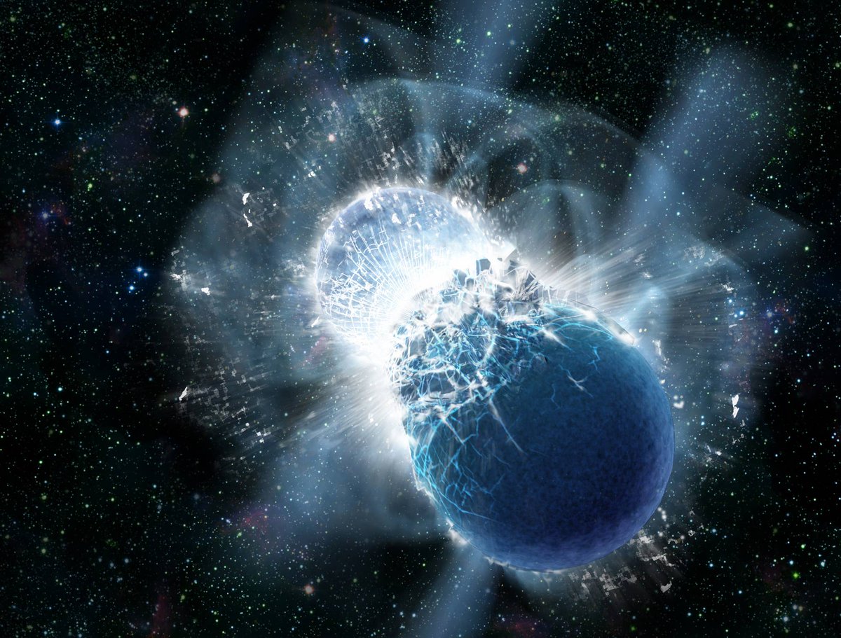 3/ My article goes into detail, but the burst indicated two neutron stars collided, blasting out vast amounts of matter and radiation in an event we call a kilonova. We think that usually leaves a black hole behind. But that doesn't explain the extra energy...
