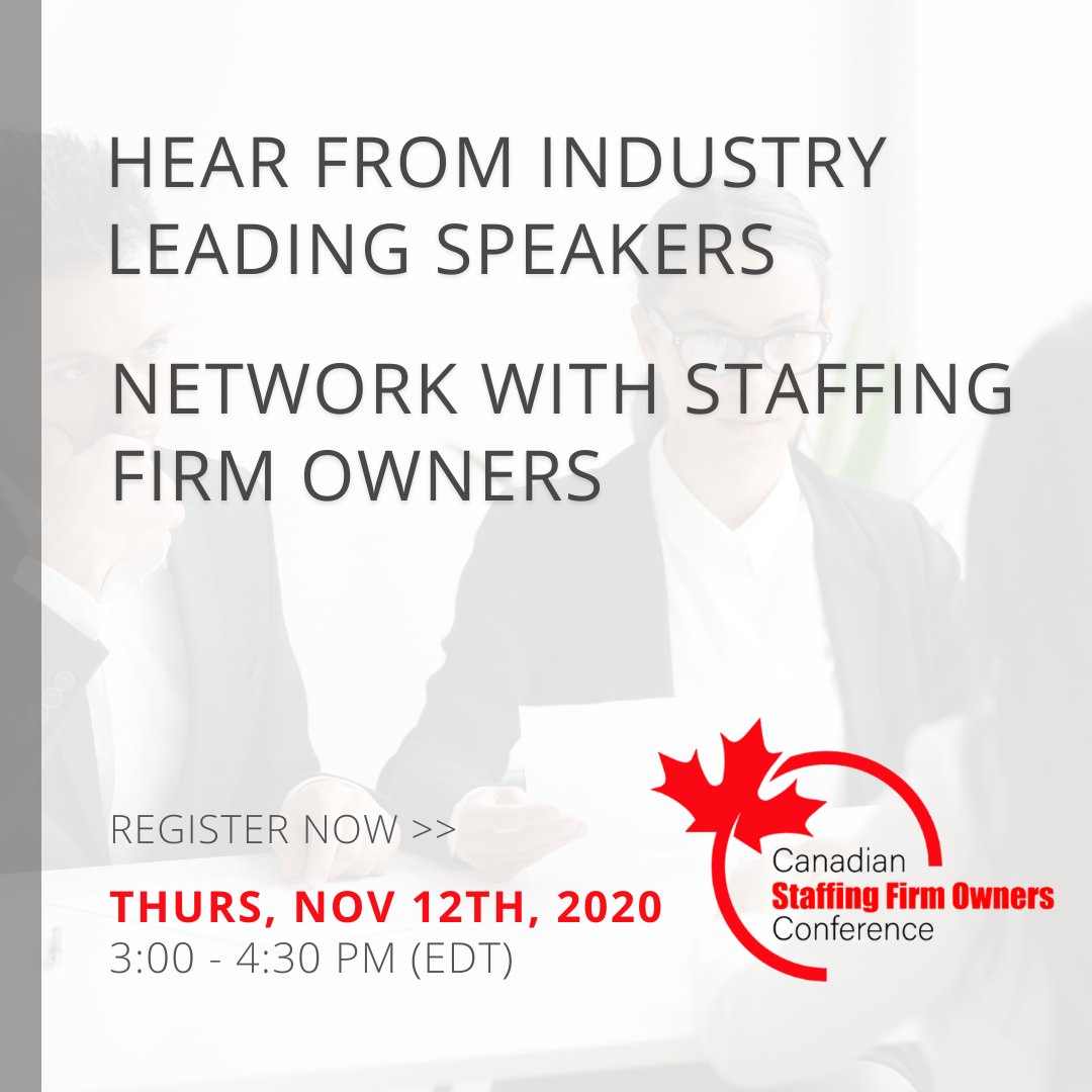 infoSandstone's tweet image. Join me TODAY, from 3-4:30pm EDT at the upcoming Canadian Virtual Staffing Firm Owners Conference! I will be participating on a panel with other staffing firm owners in between 4 and 4:30pm (EDT). You can register for the event here bit.ly/33YZiLD