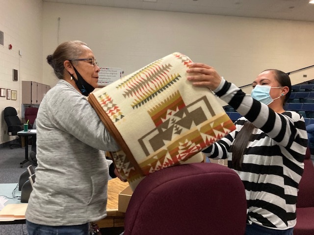 WyoIndianSchool's tweet photo. WIS honored outgoing member Clarinda Calling Thunder for 20+ years of Board service.  Her outstanding leadership, commitment, and continual pursuit of educational excellence will be missed. https://t.co/Msnyay1cdu