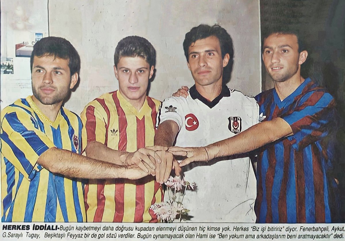 Kocamania's tweet photo. Bir Zamanlar Dört Büyükler

Aykut Kocaman - Fenerbahçe
Tugay Kerimoğlu - Galatasaray
Feyyaz Uçar - Beşiktaş
Hami Mandıralı - Trabzonspor https://t.co/DlJcP7z7Tc