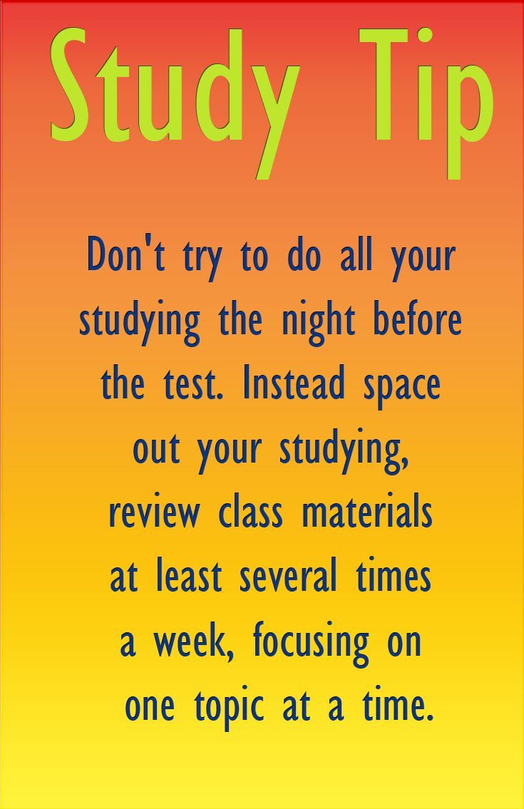 Finals are approaching. Don't wait to prepare. Start now and review several times a week. Your retention of the material will be much higher and your ability to do well on the exam will increase as well.