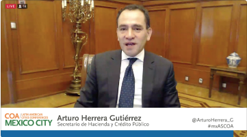 ASCOA's tweet photo. @ArturoHerrera_G FinMin @ArturoHerrera_G says MX government is working with the private sector to spur investment.
Other economic considerations: 1) MX will have 2021 mid-term elections.
2) Mexico's efforts to secure a vaccine could be a gamechanger.
#mxASCOA https://t.co/XyDu6wSbxF