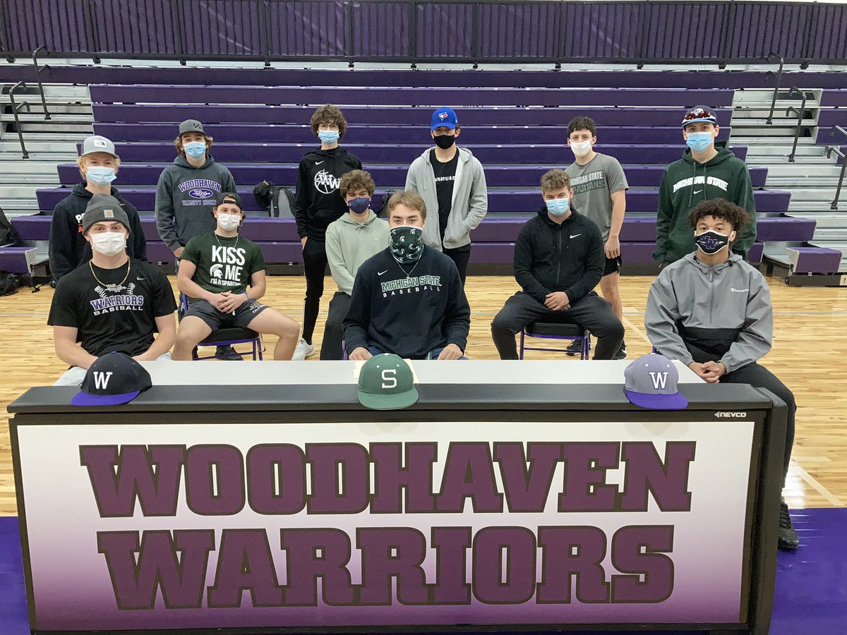 WoodhavenHigh's tweet photo. Congratulations to WHS Senior Ryan Szczepaniak. He has signed his National Letter of Intent to continue his academic and baseball career at Michigan State University. That's Warrior Strong! https://t.co/WcqmRQagiz