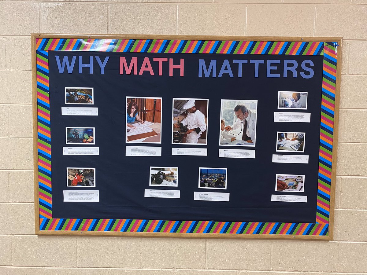 Lex1Wb's tweet photo. Learn about careers with a focus on math. Check out this bulletin board on the 400 hall. Created by WKHS Career Specialists #nationalcareermonth #careersinmath #whymathmatters #lex1WBL https://t.co/3tu5djeepl