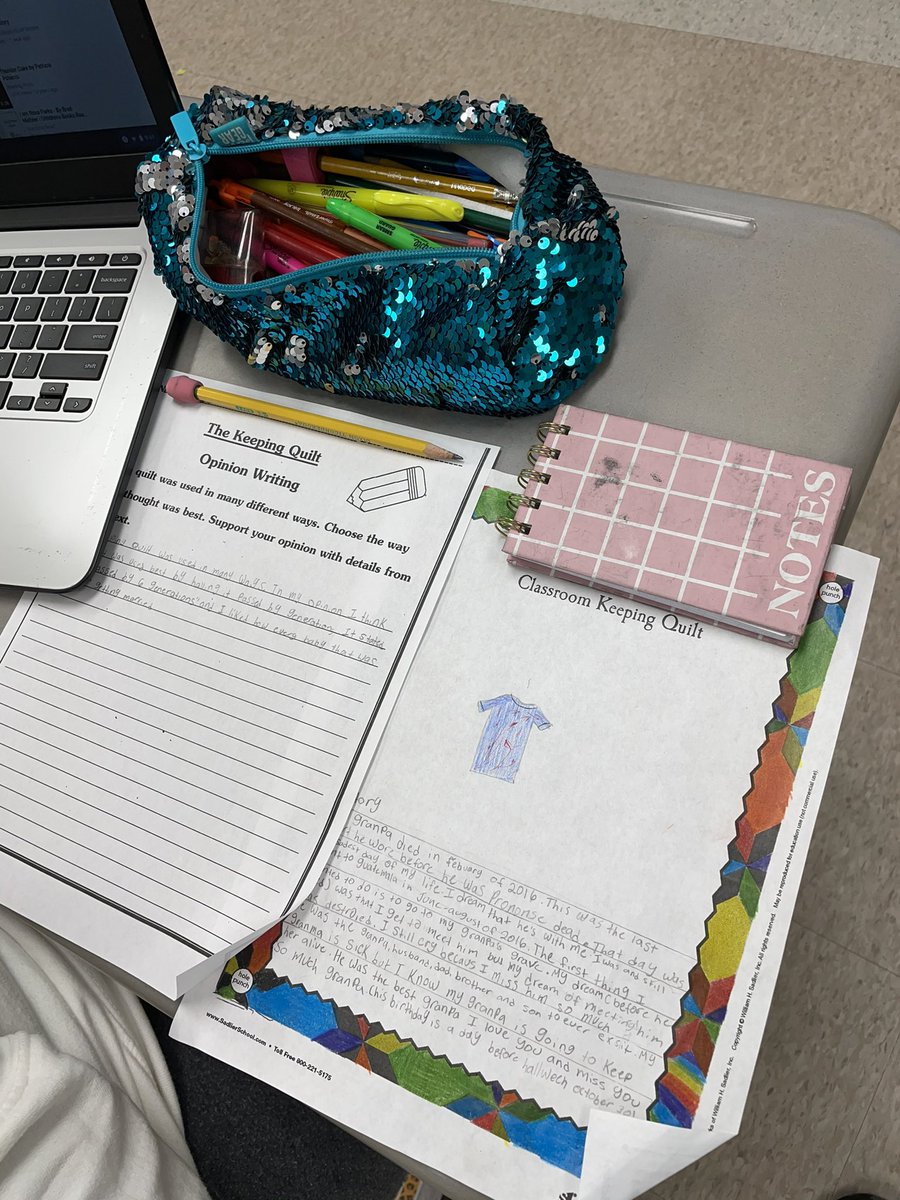 bronnahsmith's tweet photo. Mrs. Smith’s class read the book, The Keeping Quilt by Patricia Polacco and did an opinion writing about what they think the quilt was used best for.  They also illustrated and wrote about something that was special to them that they would place on the quilt. #onebookoneboaz https://t.co/l0x5HRKwes