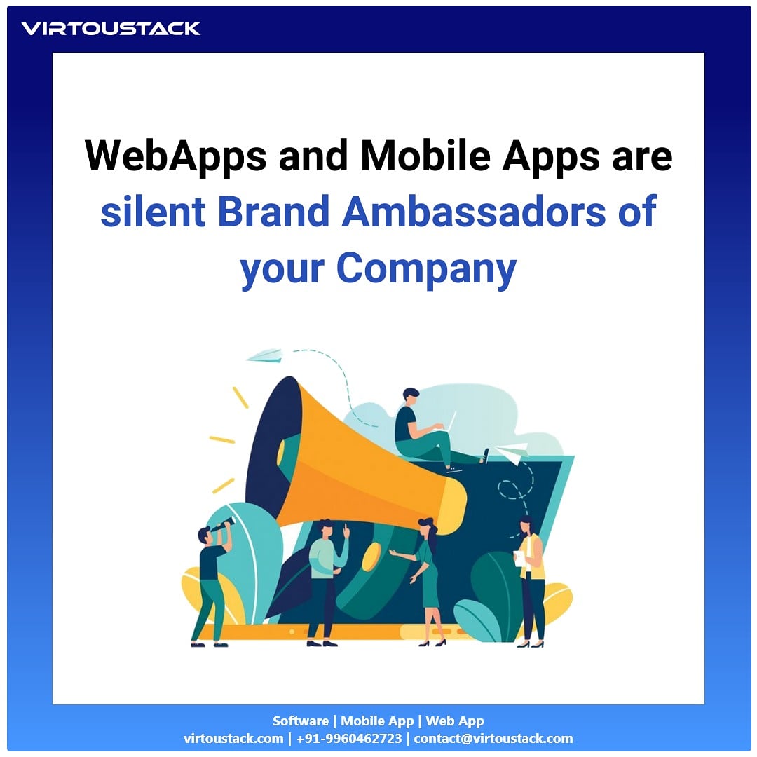 virtoustack's tweet photo. WebApp and Mobile Apps are your unpaid brand ambassador. 

#appdevelopment #brandambassador #flutter #javascript #Python #Linux #100DaysOfCode #Pune #MobileApp #webapp #flutterwave #webappdevelopment #Software #softwaredevelopment #appsforstartup #Android #ios #appsforbusiness https://t.co/DjcQL8Ox1V