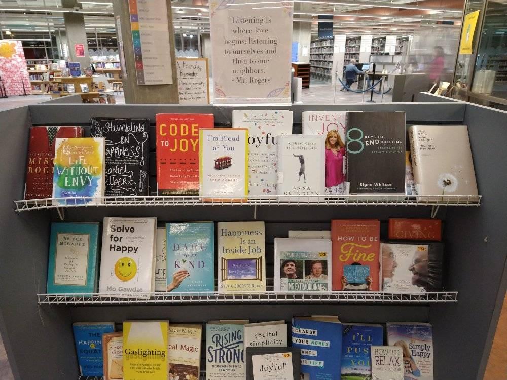 howtobefinepod's tweet photo. Huge thanks to the @ErieLibrary in Blasco, PA for including #HowToBeFine in your newest book display. We aspire to live up to the Mister Rogers sign you posted above us: "Listening is where love begins; listening to ourselves and then to our neighbors." https://t.co/7eQTqZkNq9