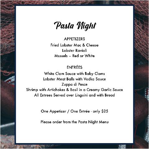 AtlanticFishery's tweet image. EVERY THURSDAY it's #PastaNight at Atlantic Offshore Fishery.
Vieni a mangiare con noi!
#BoatToTable #FreshFish #shoplocal