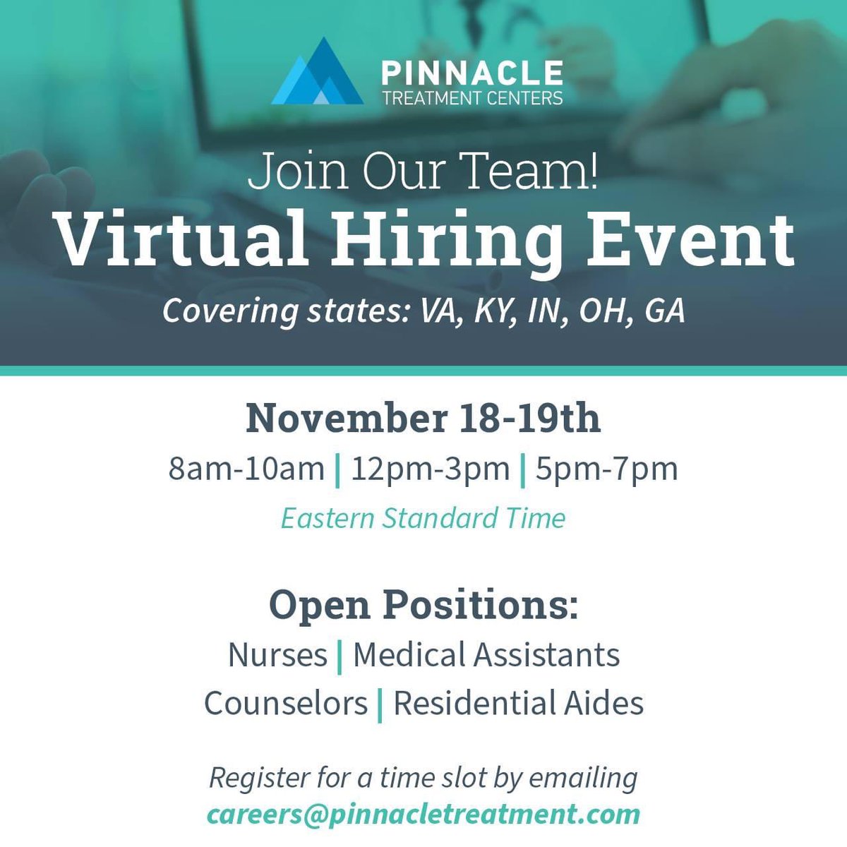 Now is a great time to join our team at Pinnacle Treatment Centers, Inc.! Email careers@pinnacletreatment.com to schedule an interview or book directly for Ohio job openings at
lnkd.in/e4r7PVt

#hiring #substanceabuse #nowhiring #recoveryispossible  #hiringduringcovid