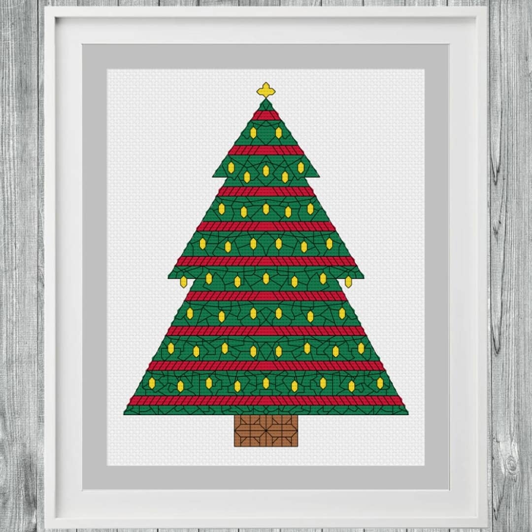Geometric Christmas Tree ~ Available on Etsy! (Link in bio) #geometriccrossstitch #christmas #christmascrossstitch #crossstitch #etsy #etsyshop #etsyseller #etsysellers #crossstitchdesign  #etsypdfpattern #pdfpatterns #crossstitcher #diycrossstitch #crossstitchaddict #dmcthread