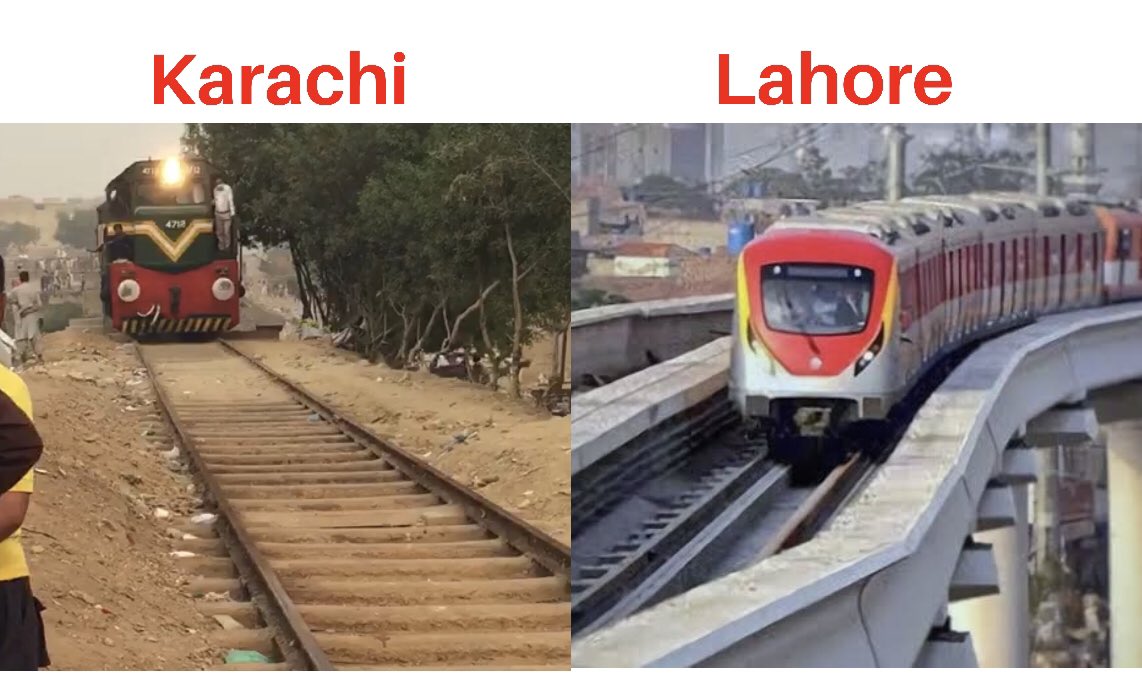 furqantsiddiqui's tweet photo. Refurbished Circular railway of #Karachi was given a test run today. See where local transportation of #Pakistan’s highest tax paying city stands compared to #Lahore https://t.co/e03MoeKgCD