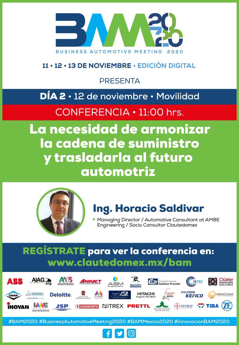 #SIGUIENTE PRESENTACIÓN 
Business Automotive Meeting 2020 

Cómo armonizar la cadena de suministro en el futuro automotriz. 
Solo en #Bammexico2020
.
.
.
.
#industriaautomotriz #sectorautomotor #innovacion #bammexico #negociosautomotrices #edomex #business #automotriz
