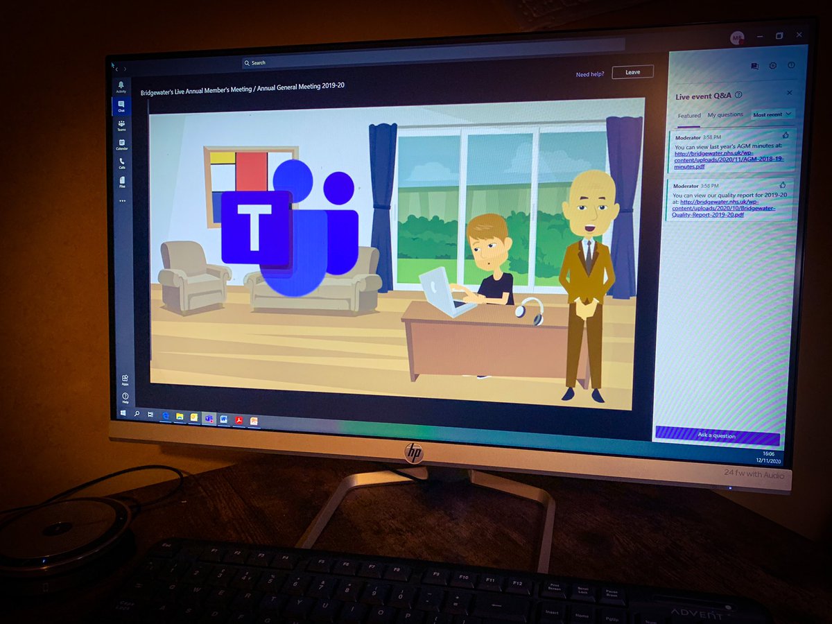 MikeBakerMedia's tweet photo. We held our first #virtual @Bridgewater_NHS AGM/AMM today. Pleased to say the #MSTeams technology worked a treat. Even better was our animation outlining what has been an unforgettable 2019-2020 year! 👍🏼 

View the full animation here: https://t.co/UJAshWgwsP https://t.co/YCz34vCCO6
