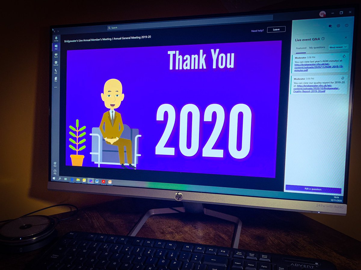 MikeBakerMedia's tweet photo. We held our first #virtual @Bridgewater_NHS AGM/AMM today. Pleased to say the #MSTeams technology worked a treat. Even better was our animation outlining what has been an unforgettable 2019-2020 year! 👍🏼 

View the full animation here: https://t.co/UJAshWgwsP https://t.co/YCz34vCCO6