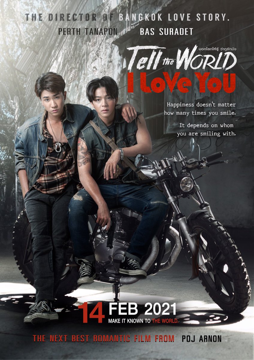NotiBLOficial's tweet photo. 🚨Se acerca el estreno🚨
Póster OFICIAL para #TellTheWorldILoveYou protagonizada por el #BassPerth.🤩
🗓: 14 de febrero 2021
#PerthTanapon
#bbasjtr #BL https://t.co/KuIHwD9P5O